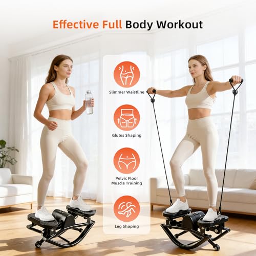 Rock Fitness Stepper, Portable Step Rocker Side to Side at Home, Aerobic Workout Machine Fitness Equipment Suitable for Apartment and Dormitory - color: Pink