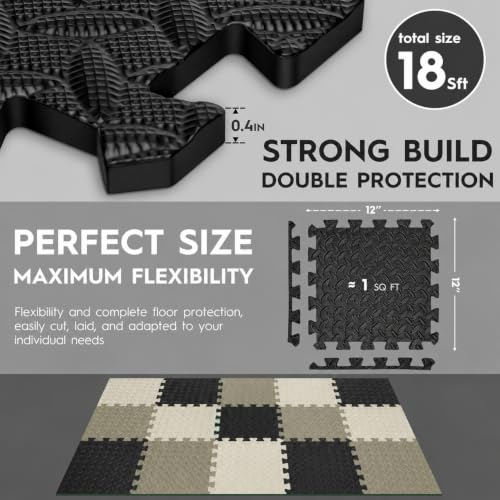 18pcs Puzzle Exercise Mat, 12.6"x12.6"x0.4", 18sqft EVA Interlocking Foam Floor Tiles, Protective, Water-Resistant Flooring for Home Gym & Workout Equipment - color: Woodland Camo Trio