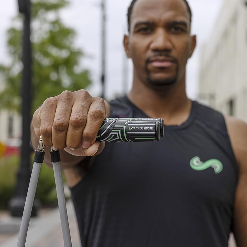 Crossrope Get Strong Weighted Jump Rope Set for Strength | Power Handles with 1 and 2 lb weighted ropes to build power and endurance. Designed for full-body, strength-focused workouts. - size: XL - (6’2”+ User Height)