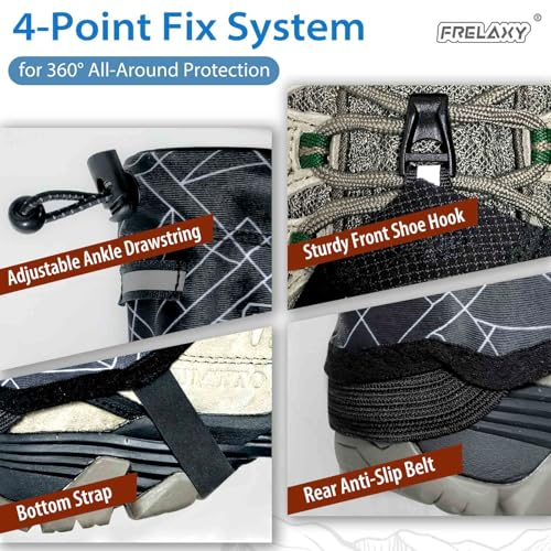 Frelaxy Ultralight Trail Gaiters, Low Shoe Gaiters for Hiking and Running | Breathable fabric, Wear-resistant design, Hypalon underfoot strap, Blocks rocks, mud, dust, Secure fit - color: Black