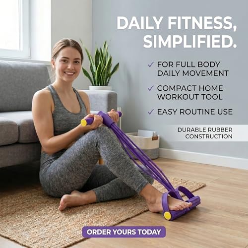 Pedal Resistance Band with Handle: Multifunction Foot Pedal Exercise Bands for Working Out - 8-Tube Rubber Up to 60 Lb - At Home Workout Equipment for Women - Abdomen/Waist/Arm/Leg