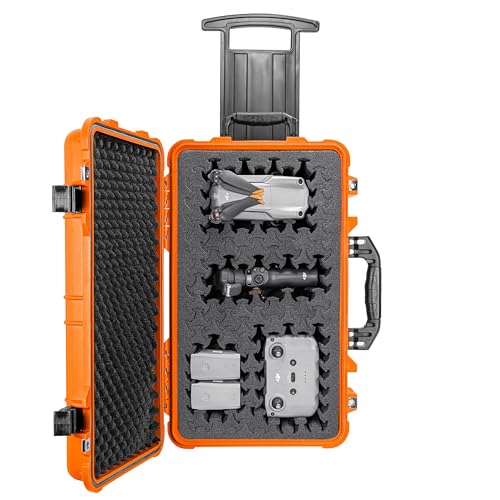 Eylar 22" Carry-On Roller Hard Case With Ragar Reconfigurable & Reusable XP Crosslink Foam, Waterproof, Shockproof For Equipment, Drones And Cameras, TSA Standard (2 Ragar Layers) (Orange) - color: Orange