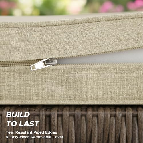 Outdoor Chair Cushions, Water-Resistant & Fade-Resistant, Patio Furniture Seat Replacement Chair Pads with Ties Zipper, Removable Cover, Non-Slip Bottom, Set of 4, 17 x 16 Inch, Beige - color: Beige, size: 17" x 16" 4 Pack