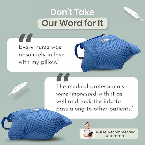 MOYOAMA Hysterectomy Pillow Post Surgery – Form-Fit Support Shield with Secure Straps, 2 Pockets, & Cozy Muff – After Hysterectomy Recovery Must-Haves, Post-Op C-Section Pillow Post Surgery Gifts - color: Denim Blue