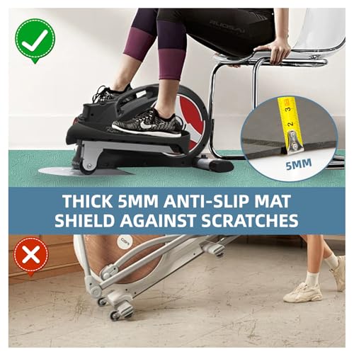 Non-Slip Workout Mat for Under Desk Ellipticals,Thicker & Quieter,23.6x17.7x0.2",Suitable for Ellipse Leg Exerciser, Foot & Leg Pedal Exerciser for Seniors Fitness, Floor Protection,Enhanced Stability - color: Sage Green/ Gray