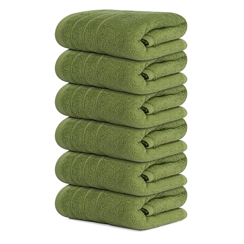 Tens Towels Pack of 6 Hand Towels, 100% Cotton, Lighter Weight, Quick to Dry, 16 x 28 Inches, Super Soft & Absorbent, Perfect for Bathroom & Kitchen, Green - color: Forest Green