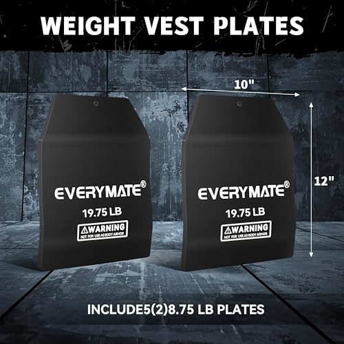 EVERYMATE Tactical Weighted Vest Plates – 3.75/5.75/8.75/14.5/19.75LB Pairs – Insert Weighted Vest Plates- Contoured Ergonomic Fit – WODs, Strength Training, Running, Weight Plates for Vest - color: 19.75LB*2, size: Curved
