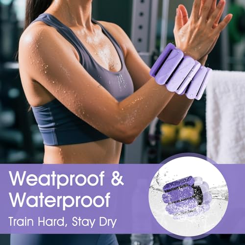 Wrist Weights – Ankle Wrist Weights for Women & Men – Adjustable Weighted Bangles Set (1 lb Each) | Arm and Leg Weights for Yoga, Pilates, Running & Walking - color: Gradual Purple