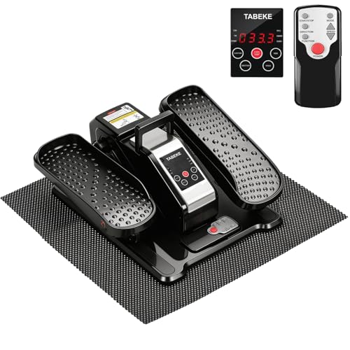 TABEKE Under Desk Elliptical Machine, Electric Ellipse Leg Exerciser | for Senior with Remote Control & 12 Speeds, Portable Quiet Electric Seated Pedal Exerciser for Home with Display