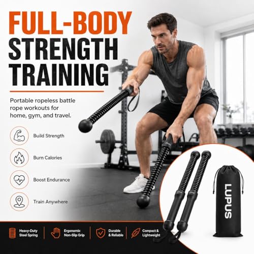 Portable Ropeless Battle Ropes, Adjustable Weights Cordless Battle Ropes for Home Gym with Storage Bag, Weighted Exercise Equipment for Low-Impact Workout, Strength & HIIT, for Men & Women (Orange) - color: Orange