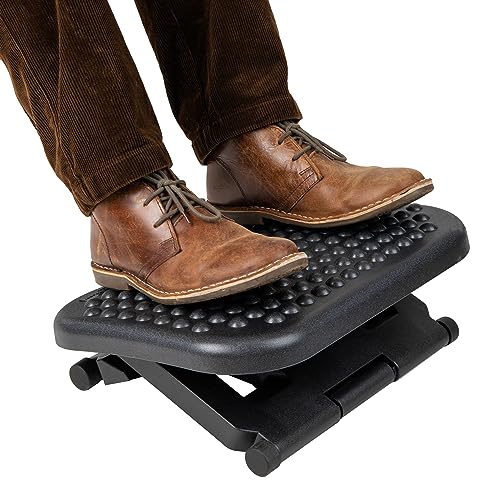 Mind Reader Foot Rest, Under Desk at Work, Ergonomic, Height Adjustable, Office, Plastic, 17"L x 13"W x 6.25"H, Black - size: Single
