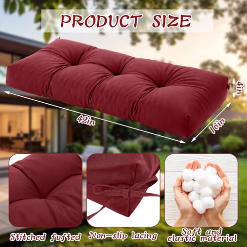 Tudomro Red Waterproof Outdoor Bench Cushion 42x16x4 Inch Patio Furniture Cushion Mat for Outdoor/Indoor Extra Thick Lounge Bench Mat for Beach Lawn Garden - color: Red