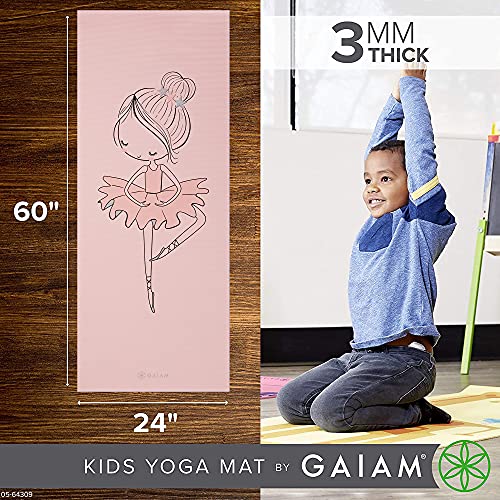 Gaiam Kids Yoga Mat Exercise Mat, Yoga for Kids with Fun Prints - Playtime for Babies, Active & Calm Toddlers and Young Children - color: Ballerina