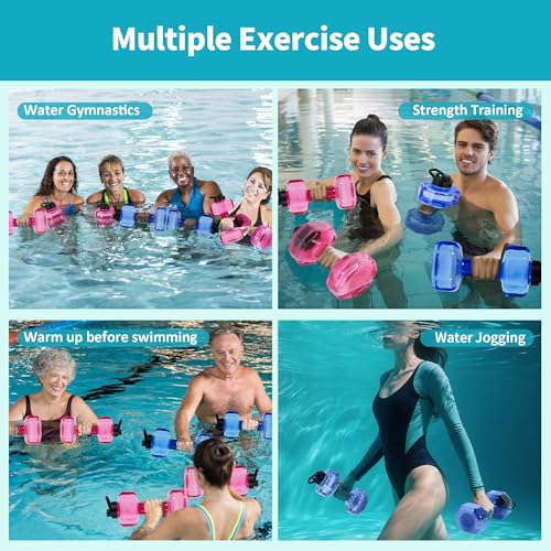 Water Weights for Pool Exercise Set of 2, Aquatic Exercise Dumbbells with Non-slip Handle, PE Materials Water Dumbbell Aerobics for Water Aerobics Weight Loss - color: Black