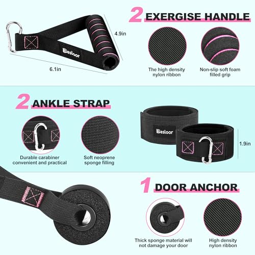 Resistance Band Set. Exercise Bands with Handles, Door Anchor and Ankle Strap. Home Gym, Supports Full-Body Workouts - with Training Guide and Fitness Video