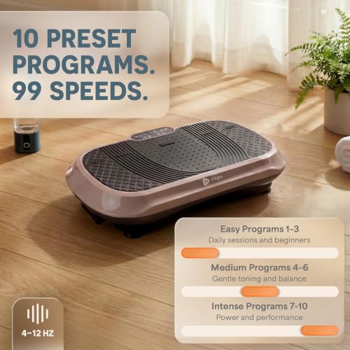 Lifepro Waver Vibration Plate Exercise Machine – High-Intensity Vibration Plate for Lymphatic Drainage – Full-Body Workout Vibrating Platform with Loop Bands – Fitness Equipment for Strength & Toning - color: Brown