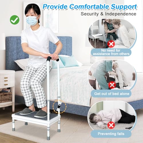 Medical Step Stool with Handle for Elderly Seniors SUV Car Steps 400lb Stepping Stool Adults Ramps with Handrails Height Adjustable Rv Steps Wide Platform Safety Handicap Mobility Assist Devices - size: 21.8×12×38inch