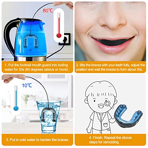 2Pack Football Mouth Guard with Strap, Soft Youth Mouth Guard Professional Sports Mouthguard for Boxing, Hockey, Basketball, MMA, Lacrosse, Rugby and Jujitsu (Blue)