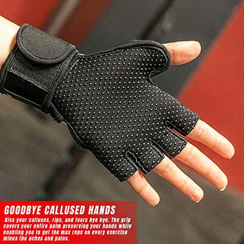 Fit Active Sports RX2 Weight Lifting Workout Gloves with Built-in Wrist Wraps - Gym Gloves with Wrist Support Durable Non-Slip Palm Padding to Avoid Calluses - for Men & Women - size: Small
