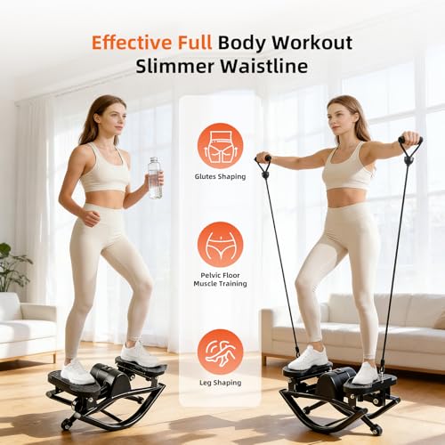 Rock Fitness Stepper, Portable Step Rocker Side to Side at Home, Aerobic Workout Machine Fitness Equipment Suitable for Apartment and Dormitory - color: Obsidian Black