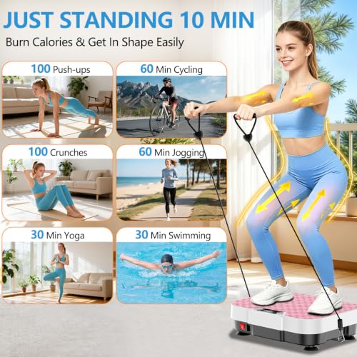 Vibration Plate Exercise Machine Vibration Plate for Lymphatic Drainage Weight Loss,Muscle Activation Fat Burner for Women Men,250 Speeds Shake Plate,Whole Body Exercise Equipment - color: Pink