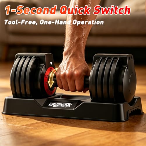 25/55lb Pair Adjustable Dumbbell Set, Adjustable Dumbbells Set of 2, 5 in 1/10 in 1 Free Weights Dumbbells Set with Anti-Slip Texture Handle, Weight Set For Home Gym Suit both Men and Women - color: Red 25LBS Pair