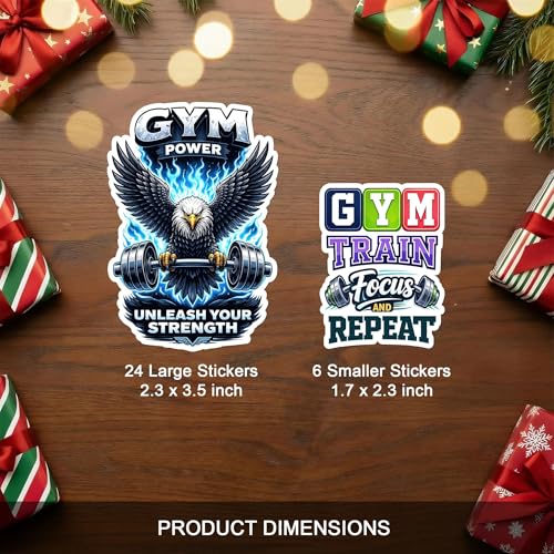 30 PCS Gym Weightlifting Stickers Pack, Workout Fitness Dumbbell | Vinyl Waterproof Decals for Water Bottle Laptop Exercise Tumbler Journal Luggage Car, Funny Gifts for Adults Men Women Teens - color: Gym Workout Stickers