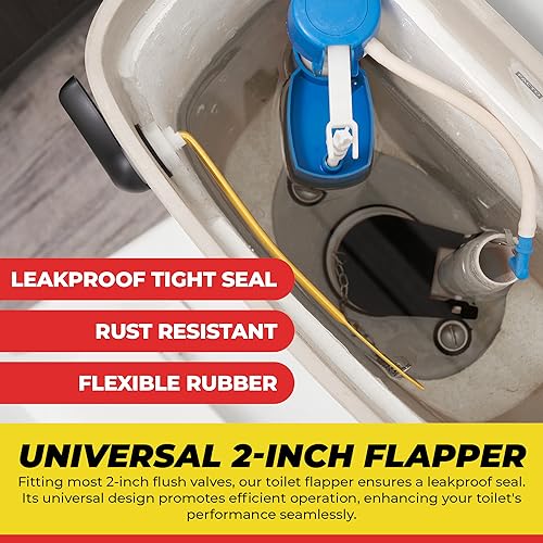 Qualihome Front Mount Toilet Handle Replacement Kit - Black Flush Handle with 2 Inch Universal Toilet Flapper Replacement - Easy Install Toilet Lever & Flapper - Toilet Flusher Kit - color: Black Finish