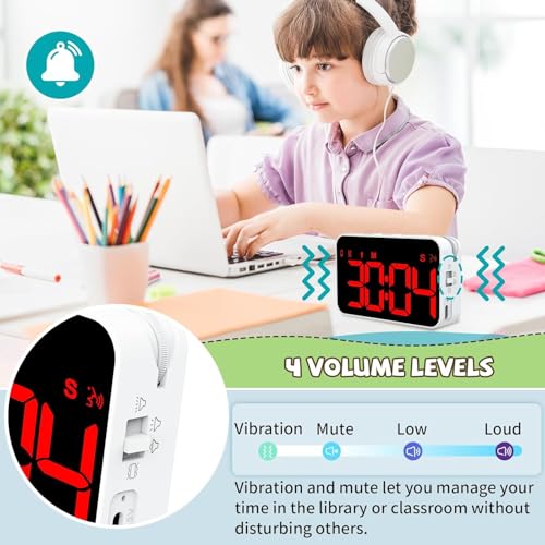 PERSUPER Kitchen Digital Timer, Count Down Up, Rechargeable, Vibration Mode Adjustable Volume and Brightness LED Display, Time Management Cook, Desk, Kids Adults Study Teaching, Kitchen Gadgets Red-1 - color: Red-1