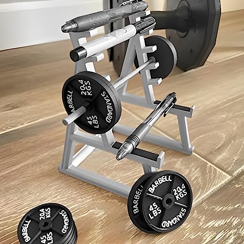 EKDJKK Squat Rack Pen Holder, Modern A-Frame Style, Gray Plastic, Fun Desk Gym Decor with Weights & Barbells