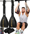RDX AB Straps for Pull Up Bar Hanging (Pair), Maya Hide Leather, Abdominal Muscle Building Padded Arm Support Slings with D-Ring Strap, Leg Raise Exercise Fitness Workout Strength Training, Men Women - color: Black Golden