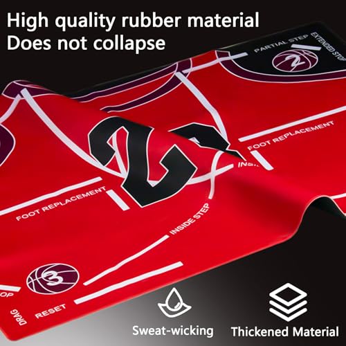 Portable Basketball Footwork Training Mat, Basketball Training Equipment, Agility Footstep Training Mat, Durable Non-Slip Basketball Footwork Training Equipment for All Ages to Improve Speed, Strength and Coordination - color: Red