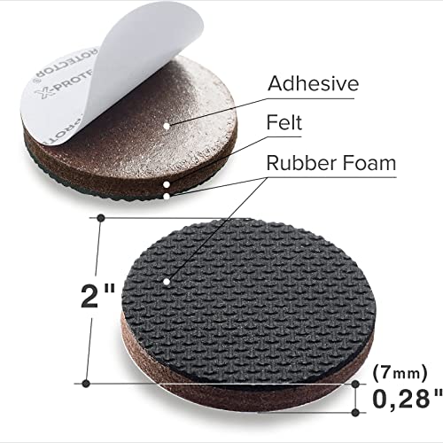 X-PROTECTOR Non Slip Furniture Pads - 8 pcs Premium Furniture Grippers 2"! | Self-Adhesive Rubber Feet Furniture Feet - Ideal Non Skid Furniture Pad Floor Protectors - Keep Furniture in Place! - size: 8 Round 2"