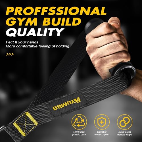 Ayombo Gym Equipment, Cable Attachments for Gym, Home Workout Equipment Machine Grip Attachments, Resistance Bands Handles for Weight Strength Trainer, Gym Heavy Duty Exercise Handle for Men - color: Black