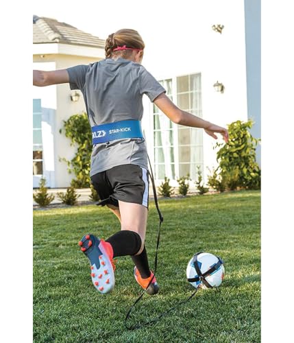 SKLZ Star-Kick Solo Soccer Trainer | Hands-Free Kicking and Passing Practice | Adjustable Cord and Waistband | Multiple Ball Sizes | Youth Players |Perfect for Enhancing Ball Control Skills - color: Cobalt