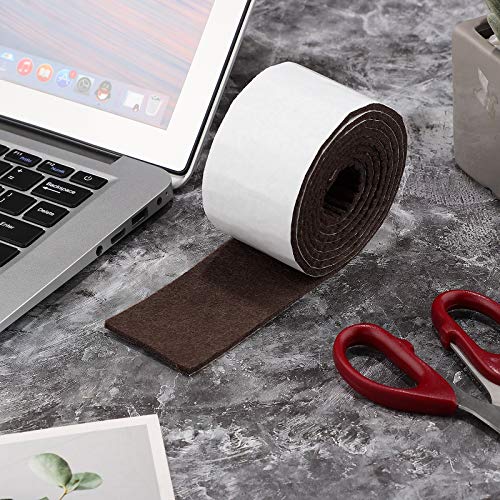Shappy 2 Packs 120 x 2 x 0.12 Inch Felt Strips with Adhesive Backing Felt Tape Roll Non Slip Self Adhesive Cuttable Furniture Pads for Protecting Hardwood Floors, Chairs, Wall(Dark Brown) - size: 120 x 2 x 0.12 Inch