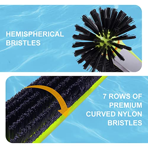 Sepetrel Pool Brush Head for Cleaning Walls,Heavy Duty Inground/Above Ground Swimming Pool Round Scrub Brushes with Premium Strong Bristle & Reinforced Aluminium Back - size: Hemispherical for Walls