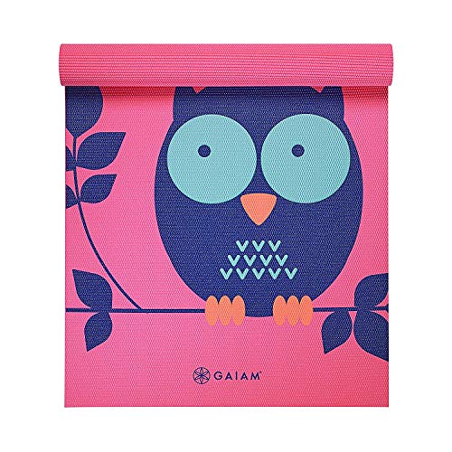 Gaiam Kids Yoga Mat Exercise Mat, Yoga for Kids with Fun Prints - Playtime for Babies, Active & Calm Toddlers and Young Children - color: Owl