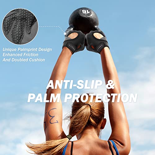 LIFECT Freedom Workout Gloves, Knuckle Weight Lifting Shorty Fingerless Gloves with Curved Open Back, for Powerlifting, Gym, Women and Men - color: Black, size: Large