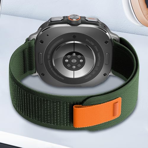 Trail Band for Samsung Galaxy Watch Ultra Bands 47mm Men/Women,Rugged Fabric Nylon Alpine Sport Loop Strap for Samsung Galaxy Watch 7 Ultra Band 47 mm 2024 Breathable Replacement Wristband - color: Military Green