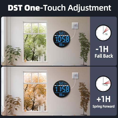 Maxstar Led Digital Wall Clock with Timer, Seconds, Temperature, Date, DST, Nightlight, Alarm Clock, 5-Level Display Brightness, Digital Clock Timer for Classroom, Bedroom, Garage, Gym,Blue - color: Blue