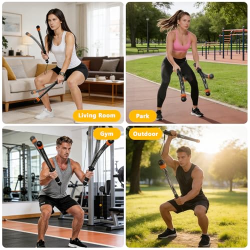 Portable Ropeless Battle Ropes, Cordless Battle Ropes for Home Gym with Adjustable Weights, Quiet Fitness Equipment Strength Training & Cardio Workout for Men Women (Black)