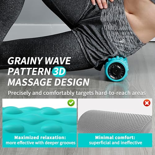 High-Density Vibrating Foam Roller Blue with 4 Customizable Speeds for Deep Tissue Massage, Muscle Recovery and Pain Relief -Rechargeable with Portable Bag - color: Blue