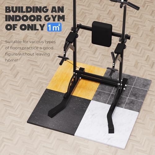 Power Tower Dip Station Pull Up Bar Exercise Tower Adjustable Pull Up Station Pull Up Tower Bar for Home Gym Multifunctional Strength Training Fitness Equipment