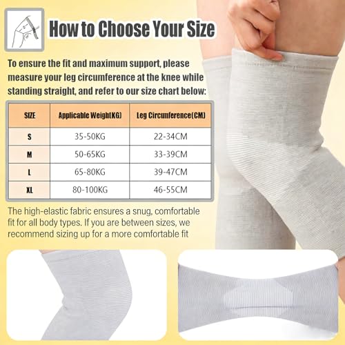 Bamboo Charcoal Compression Knee Sleeve - Elastic Knee Braces for Men & Women - Breathable Knee Support for Arthritis, Running, Workout, Joint Pain Relief (Gray, X-Large) - size: X-Large