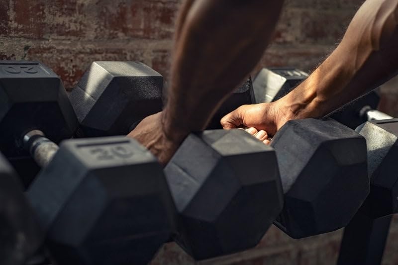 Fitvids Hex Dumbbells Rubber Coated Hand Weights for Exercises and Fitness Home Gym, 5-50 LB Pair - style: 10.25LBS
