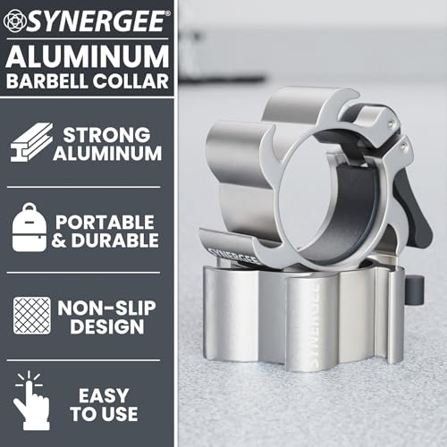 Synergee Aluminum Barbell Collars – 2" Olympic Locking Clamps - color: Silver