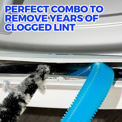 Holikme Dryer Vent Cleaner Kit 2Pack - Lint Vacuum Attachment & Brush | Blue Dryer Vent Vacuum Hose Attachment & Brush Reach Deep Traps - Remove Hidden Lint, Speed Drying & Reduce Fire Risk - color: Blue