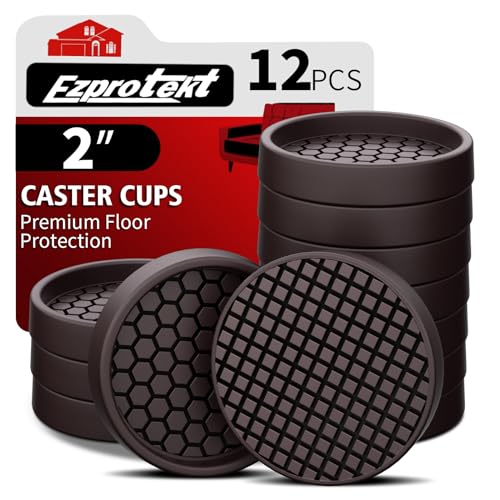 Ezprotekt Non Slip Furniture Pads, 12 Pcs 2" Anti Slip Rubber Caster Cups, Anti Skid Furniture Coasters for Hardwood Floors, No Slide Furniture Gripper, Furniture Stoppers to Prevent Sliding (Brown) - color: Brown