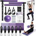 Upgraded Pilates Bar Kit with Resistance Bands Natural Latex for Women & Men, Heavy-Duty Stainless Steel Multifunctional Yoga Pilates Stick for Home Gym Exercise Fitness Equipment Full-Body Workouts - color: Purple